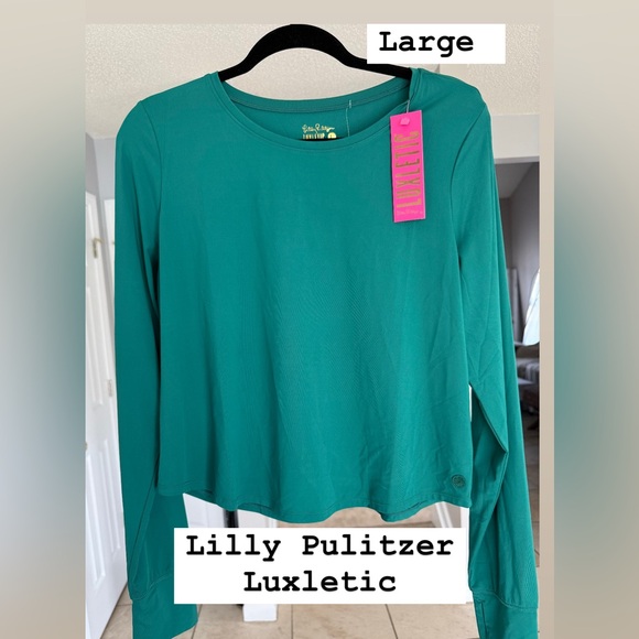Lilly Pulitzer luxletic evergreen emerie active tee UPF 50+ long sleeve large - Picture 2 of 8